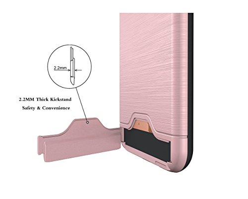 iPhone 6/6s Case, L-JUWA [Card Slot Holder][KickStand] Shockproof Slim Fit Dual Layer Hybrid Protection Case Cover for Apple iPhone 6/6s (Rose Gold)