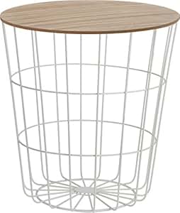 Beistelltisch Tisch mit Stauraum Ø 39 cm H=41 cm Metall/Holz Nachttisch