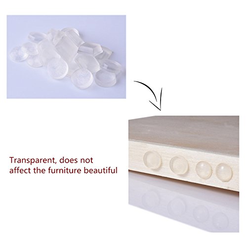 Outus Transparent Gummi Anschlagdämpfer Klebstoff Stoßfänger Pads Selbststab Schutzpuffer Türpuffer Pads Stoßfänger Puffer Möbel, Zylindrisch, halbkugelförmig, Trapezförmig, 96 Stück - 4