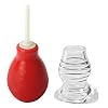 Hollow TPE butt plug with ribbed interior and red enema bulb