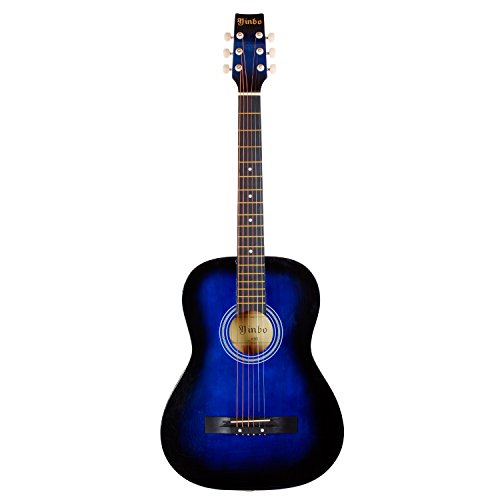 Hapilife Guitarra acústica 3/4 (tamaño cadete) para principiantes, niños y jóvenes, manos pequeñas, 6 cuerdas, con cuerdas de recambio, Azul