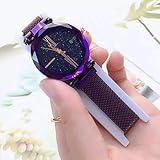 GRCSGL 2018 / Magnet sternenklarer Uhr-Magnet Faule Uhr-Dame Student Waterproof Quarzuhr, violett