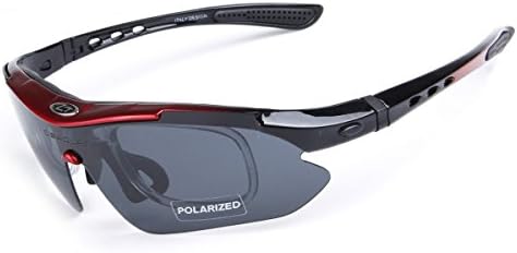 BaiTe Unisex Cycling Polarized Sunglasses with 5 Lenses HD Visual Sunglasses Polarized Adjust Temple Anti Glare Anti UV Windproof Cycling Sunglasses for Skiing Hiking