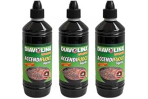 Diavolina Accendifuoco liquido, non lascia odore sui cibi, Offerta Multipack 3 confezioni