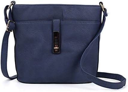 SALLY YOUNG Fashion Women Lock Designer Cross Body Bag (navy)