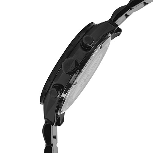 Swiss Eagle Men's Chronograph Engineer Field Quartz Watch with Black Dial Analogue Display and Black Stainless Steel Plated Bracelet SE-9062-88