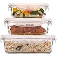 Femora Borosilicate Rectangular Glass Food Storage Container With Air Vent Lid-Set Of 3 Pcs - (400Ml, 620 Ml, 1000 Ml), 1 Year, Transparent