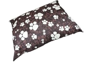 adsin Large Dog Bed Zipped Removable & Washable Pet Cushion Cover Only (Brown Paw)