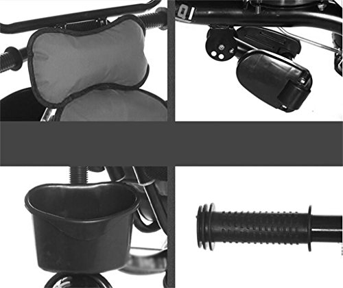 Children's bike Child Indoor Outdoor Small Tricycle Bicycle Boy's Bike Girl's Bike For 7 Months -6 Year Old Baby Three Wheels Trolley With Awning, Solid Rubber Tires/Rotating Seat/Rear Wheel Double Brake Baby trolley ( Color : #1 )