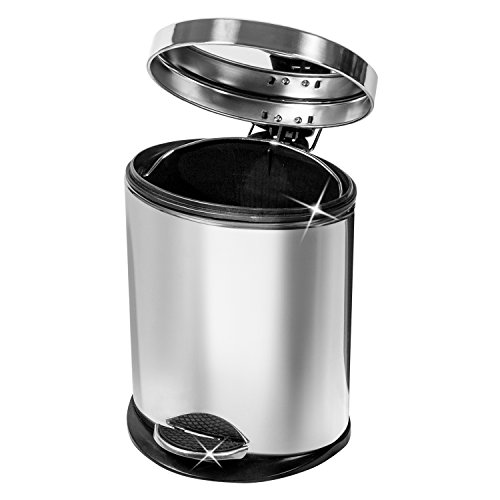 Art Moon Saturn Oval Abfalleimer Kosmetikeimer Treteimer mit Pedal 5 Liter Edelstahl 23X17X30 cm - 2