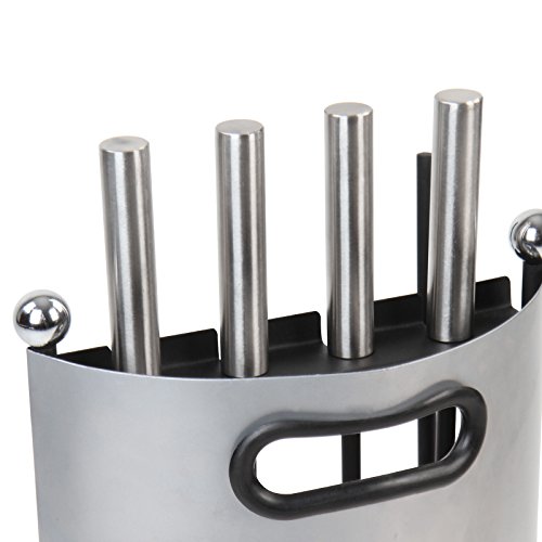 Jago Kaminbesteck-Set im modernen Design aus hochwertigem Edelstahl in Silber mit Schürhaken, Zange, Besen und Schaufel - 4