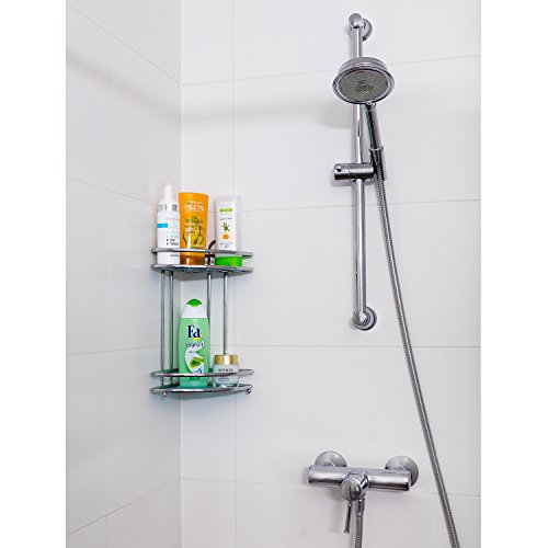 Tatkraft Kaiser mini Eckregal Zweireihig für Badezimmer 23X18X33.5H cm Stahl Verchromt - 4