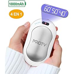 MROTY Chauffe -Mains Rechargeable USB, 10000mAh Chauffe Mains de Proche Electrique, Utilisé comme Batterie Externe/Massage/Lampe de Proche, Parfait comme Cadeaux d'hiver