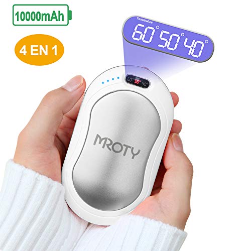 MROTY Chauffe -Mains Rechargeable USB, 10000mAh Chauffe Mains de Proche Electrique, Utilisé comme Batterie Externe/Massage/Lampe de Proche, Parfait comme Cadeaux d'hiver