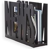 Porte-Revues Balvi Blanc - Pour Magazines Et Journaux - Poignée En Bois MDF - Design Fonctionnel Et Décoratif
