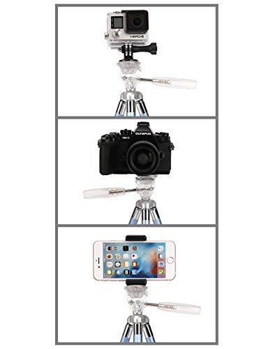 Fotopro Handy Stativ 39.5 Zoll, Aluminum Reistativ mit Bluetooth-Fernbedienung, Handyadapter und Stativtasche, Blau