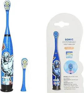 Supplybel Enterprises Sonic Battery Powered Electric Toothbrush for Girls with Extra Toothbrush Head Electric Toothbrush for Kids (Blue)