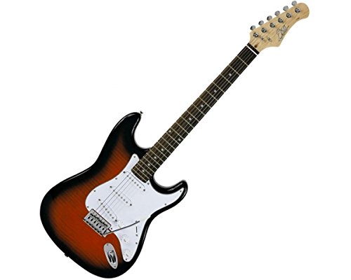 Eko S-300 Sunburst - Chitarra Elettrica Stratocaster a 22 Tasti, colore Nero-Rosso 
