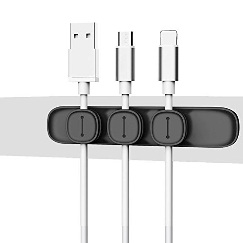 Preisvergleich Produktbild Magnetischer Kabelclips, EUGO Magnet Kabelhalter Kabelführung Kabelmanagement auf Schreibtisch für Ladekabel, Netzkabel, USB-Kabel, Audio-Kabel, Kopfhörer kabel,Schwarz