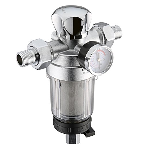 WHOOSE® Rückspül-Funktion-Vorfilter Wasserfilter und 3/4 Rückspülfilter, 304 Edelstahl Sieb，Filtergenauigkeit von bis zu 40-60 Mikron