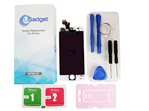 UGadget nuevo blanco LCD de repuesto de la Asamblea digitalizador de pantalla t  ctil con kit de herramientas para iPhone 5 4   