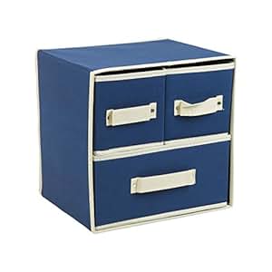 klappbar Stoff 3 Schublade Aufbewahrungsboxen Blue W/White Trim: Amazon