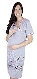 Mija - 2 in1 Hübsches Stillnachthemd & Umstandsnachthemd Nachthemd 2061
