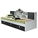 Produktbild Funktionsbett Manuel weiß grau inkl Schubladen + Regal Kinderbett Jugendbett Jugendliege Bettliege Bett Schlafcouch Jugendzimmer Kinderzimmer