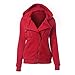 Produktbild Swallowuk Hoodies Damen Casual Kapuzenpullover Sweatshirt Pullover Tops Slim Fit Langarmshirt Outerwear mit Kapuze Sweatjacke Sports Mantel (M, Rot)
