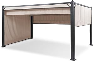Blumfeldt Pergola Impermeabile con Tetto Retrattile, 3x4, Stabile, Gazebo in Metallo e Alluminio, Anti UV, Tendone da Giardino, Tetto e Lati in Poliestere