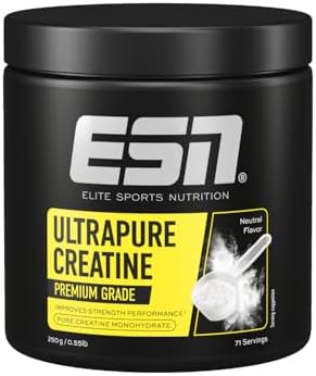 ESN Ultrapure Creatine Monohydrate, 250 g, 71 porzioni, creatina in polvere, microfine e ottimamente solubile, vegana - made in Germany (il design può variare)