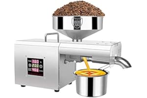 hzexun Macchina della Pressa di Olio 304 Acciaio Inossidabile Estrattore D'olio Automatico per Arachide Lino Semi di Perilla Zucca di Girasole Sesamo Noce