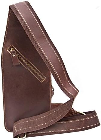 Wombat Womens Genuine Leather Small Crossbody Sling Backpack / Rucksack With Adjustable Shoulder Strap # 6080 [Brown]