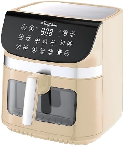 Tognana Iridea, Friggitrice ad aria 9L, doppia resistenza, display digitale, timer, 80-200°C, finestra, 2200W, Champagne