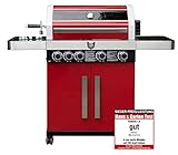schneidringverschraubung gas montage  BBQ Chief Gasgrill 9.0  Testsieger bei Haus & Garten  Motor Drehspieß  4 Edelstahlbrenner 14kW  Glaseinsatz (Stahl - Rot)