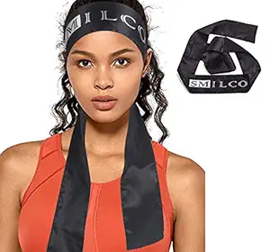Black Satin Edge Laying Scarf Wrap for Hair Edge Wrap Wig Grip Band 58 X 3 Inches Edge Control Scarf for Women Lace Frontal Wigs Makeup Facial Sport Yoga (1 Pack, Black)