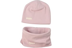 LACOFIA Baby Jungen Mädchen Beanie Mütze und Loop Schal Set Kinder Weiche 100% Baumwolle Strickmützen Kleinkind Hut und Kragen Schals