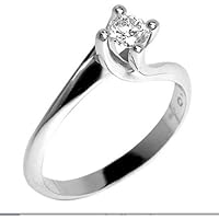 Anello Donna Fidanzamento Solitario Oro Bianco 18kt 750 Diamante 0,25CT G VVS 2,90 GR