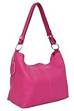 tasche italien AMBRA Moda Damen Leder Handtasche Schultertasche Umhängetasche Hobo bag GL005 (Pink)