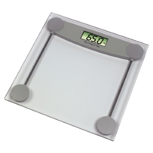 Xavax Digitale Personenwaage für Körpergewicht, Ultraflach, Melissa, Transparent/Grau