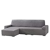 Reposabrazos del sofá corto Jarrous Funda de Chaise Longue Elástica Modelo Dionisio, Color Gris-06, con Brazo Corto a la Izquierda - 250-310cm (Mirándolo de Frente)