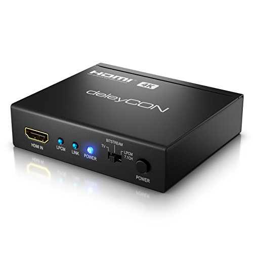 deleyCON 4K HDMI Audio Extractor Konverter 7.1 CH Digitaler Audio Adapter Konverter Dolby Digital HDMI SPDIF Toslink Optisch L/R Stereo Digital Analog Wandler