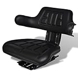 vidaXL Siège de Tracteur avec Dossier Noir Siège Chariot Élévateur Conducteur