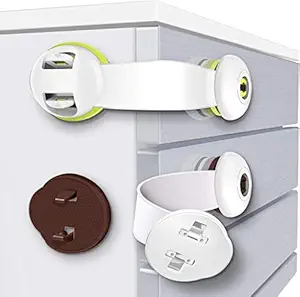 Baybee Baby Safety Locks for Drawers 6psc- Cabinet Locks Child Safety No Drill Drawer Latches Baby Proof Adhesive Lock Childproof Latch for Dresser, Fridge, Refrigerator, Freezer, Trash, Cupboard