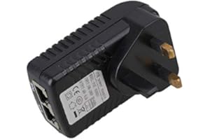 STOBOK DC 48V 0.5A POE Injector - Ethernet Adapter UK Plug Power Supply for 12V 24V 48V POE Devices - Black