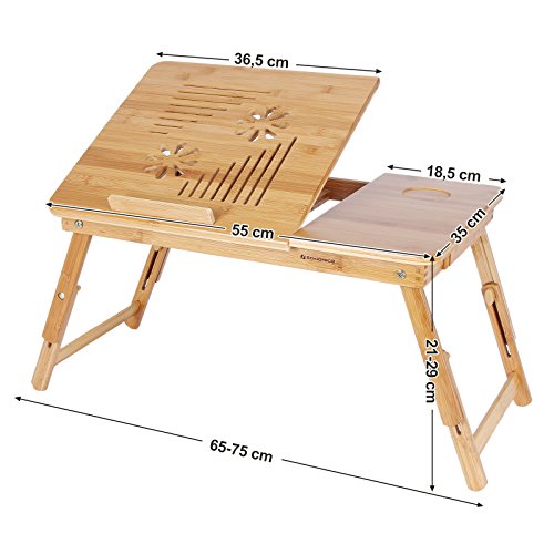 Songmics Laptoptisch Betttisch Notebooktisch Lapdesks für bis 17 Zoll Laptops höhenverstellbar Faltbare 55 x 35 x 29 cm LLD002 - 7