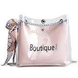 ❤ Schultergurt 120cm Diagonale Kettenhandtasche aus transparentem Seidenschal, 22 × 13 × 21 cm, pink