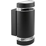 OPTIK: Schwarze Aluminium Wand Aufbau-Leuchte für den Außenbereich IP44 in ansprechendem schwarzen Gehäuse mit Up & Down Light