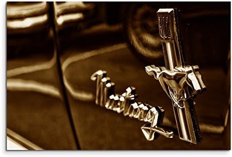 Image Sepia Emblem Ford Mustang Classic Car I 100 x 70 cm