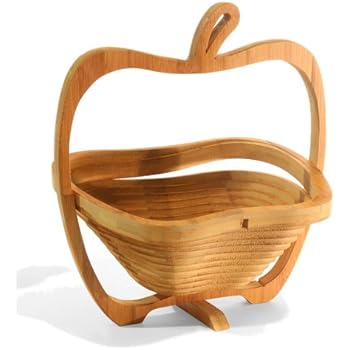 Faltkorb Apfel Bamboo, wunderschöner Klappkorb 30 x 30 cm